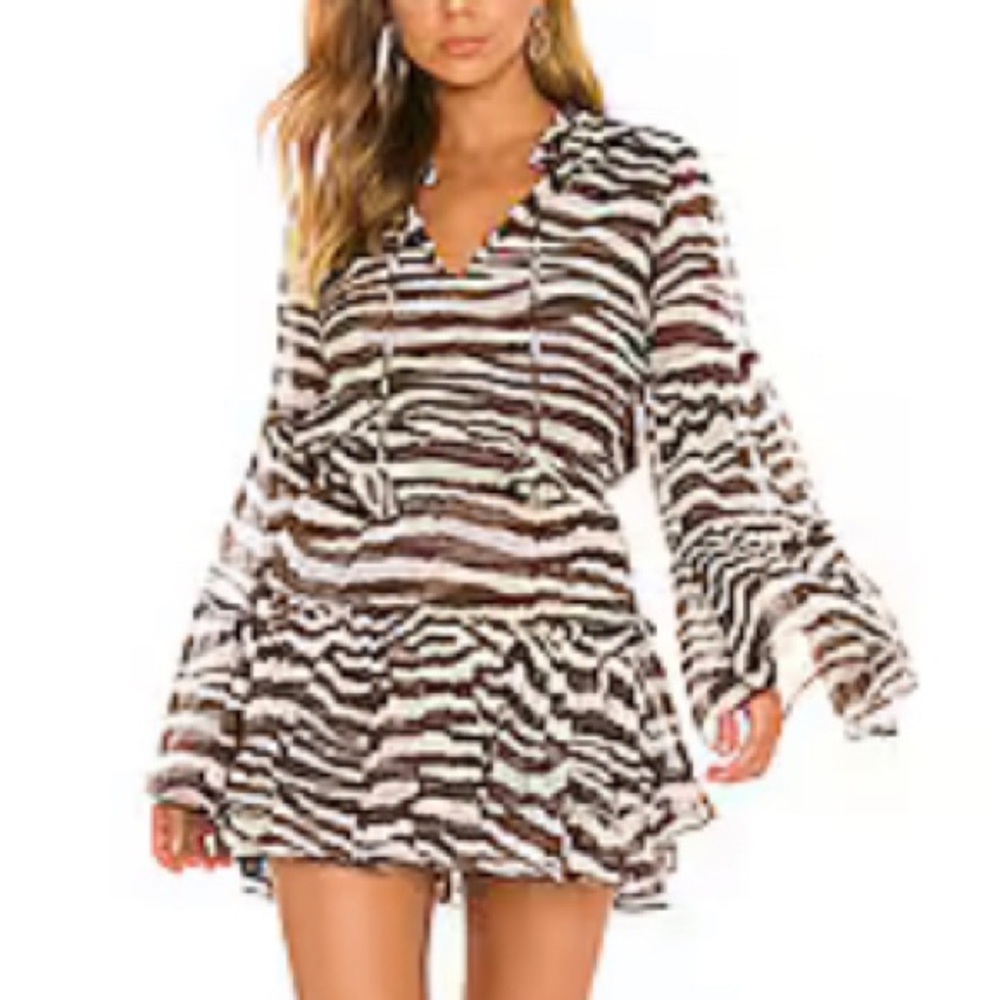 MISA LOS ANGELES Leeva Dress in Chocolate Zebra Size Medium